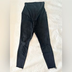 Madewell Black Distressed Maternity Skinny Jeans